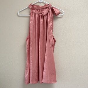 SHEIN Curve Sleeveless Pink Satin Tie-Neck Halter Cheetah Print Top, Size 2XL